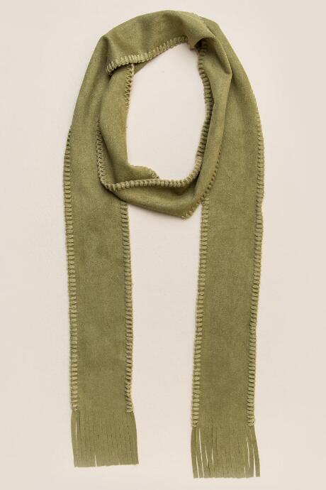 Francesca's Kimberly Whipstitch Faux Suede Skinny Scarf - Olive