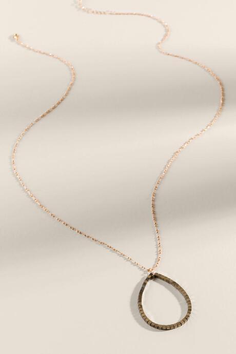 Francesca's Amelia Beaded Teardrop Pendant Necklace - Bronze