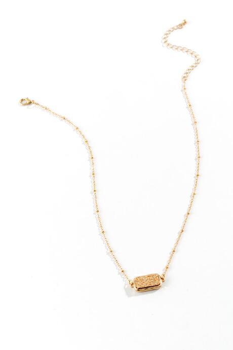 Francesca's Eloise Druzy Bar Necklace - Rose/gold