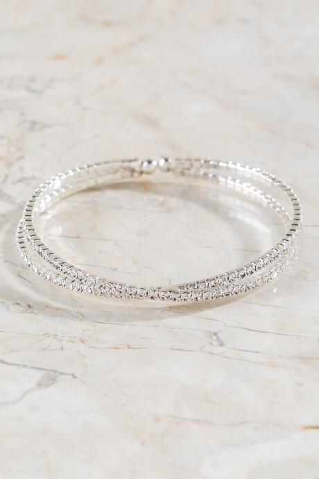 Francesca's Violet Criss Cross Delicate Bracelet - Crystal
