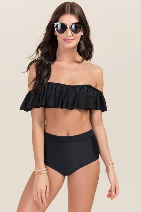 Francesca's Carissa Hi Rise Swimsuit Bottoms - Black