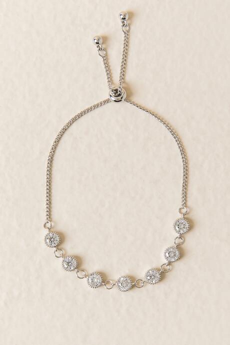 Francesca's Henrietta Cubic Zirconia Pull Tie Bracelet In Silver - Silver