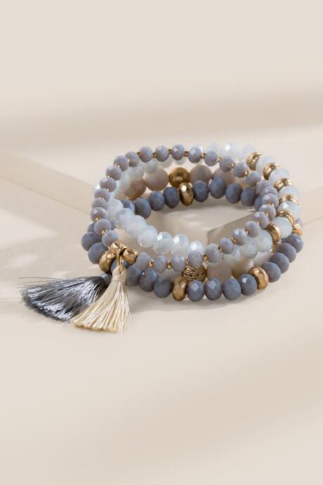 Francesca's Candice Beaded Stretch Bracelet Set - Blue