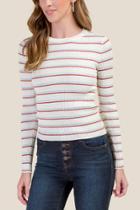 Francesca's Kaleigh Crew Neck Pullover Sweater - Ivory