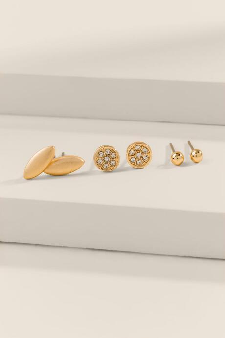 Francesca's Helen Crystal Stud Set - Gold