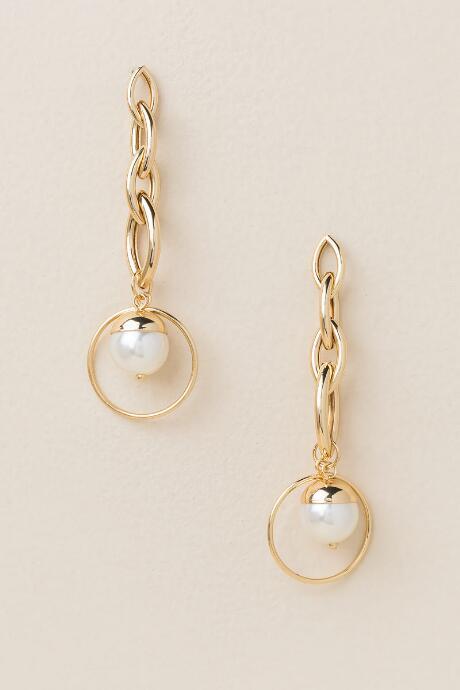Francesca's Adrian Pearl Chain Drop Earring - Pearl
