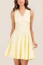 Francesca's Selah V-neck Corded Lace A-line Dress - Lemonade