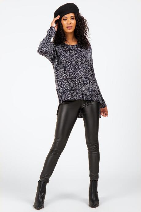 Francesca's Alexandria Contrast Zipper Sweater - Navy