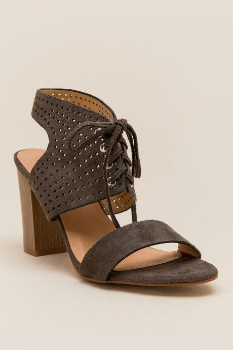Restricted Carolynn Lace Up Block Heel - Olive