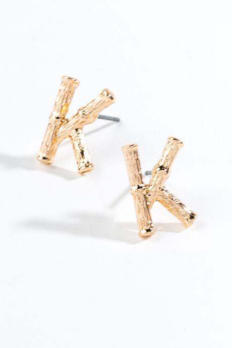 Francesca's K Bamboo Initial Studs - Gold