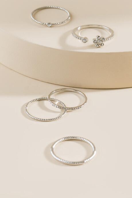 Francesca's Tyler Delicate Ring Set - Silver