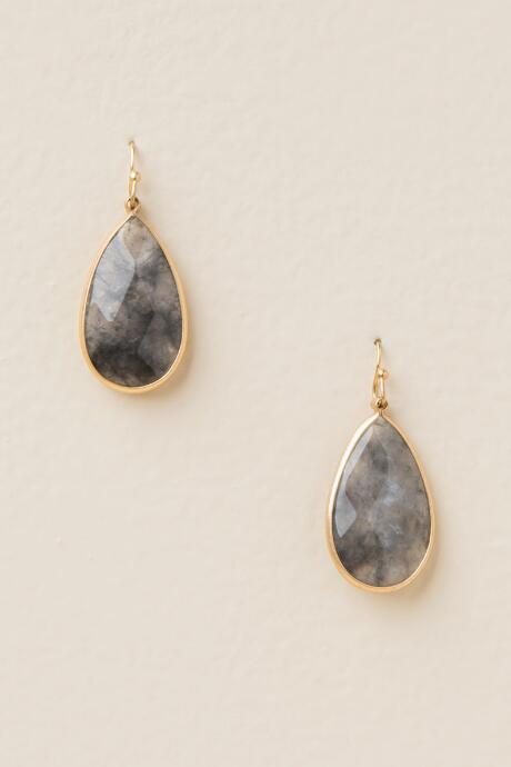 Francesca's Blaire Stone Teardrop Earring - Gray