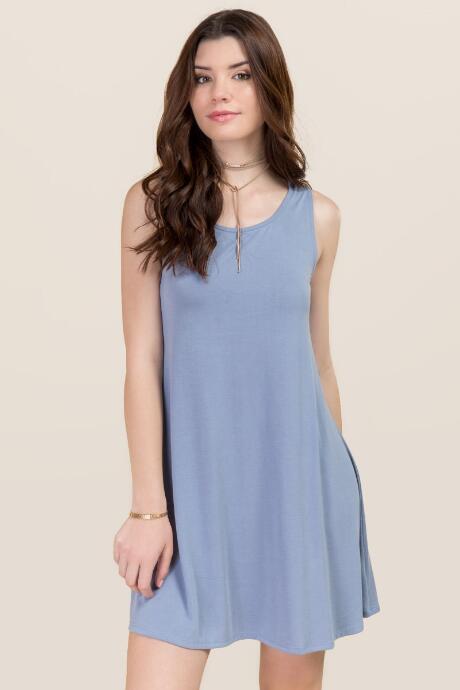 Alya Anne Lattice Back Shift Dress - Oxford Blue
