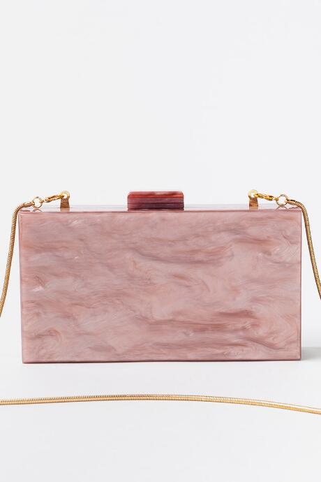 Francesca's Joss Acrylic Hardcase Clutch - Blush