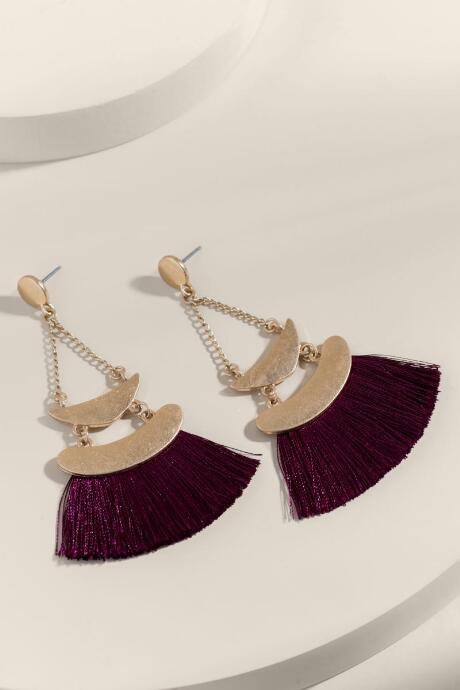 Francesca's Brenna Tassel Drop Earrings - Purple