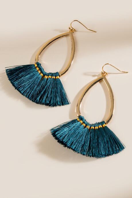 Francesca's Eliana Tasseled Drop Earrings - Pine