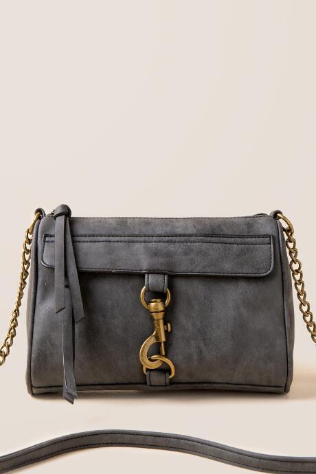 Francesca's Julia Distressed Hook Crossbody - Black