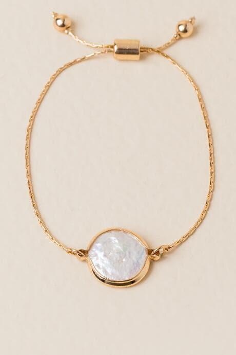 Francesca's Jolie Pearl Pull Tie Bracelet - Pearl