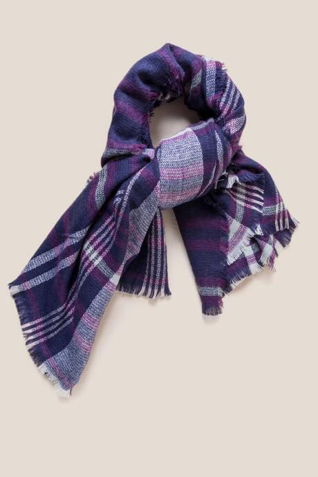 Francesca Inchess Colbie Plaid Scarf - Navy