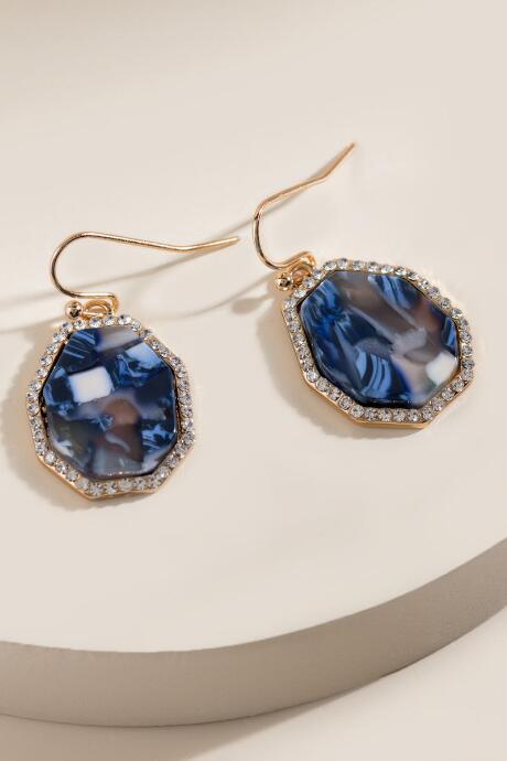 Francesca's Callie Geo Drop Earrings - Navy
