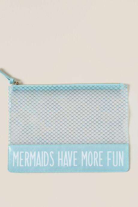 Francesca's Mermaids Have More Fun Clear Pouch - Mint