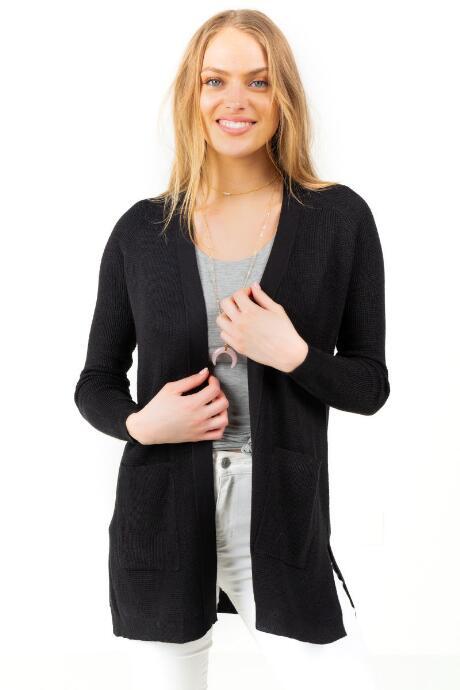 Francesca's Addilyn Double Pocket Cardigan - Black
