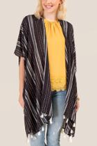 Francesca's Shayla Stripe And Stitch Ruana - Black/white