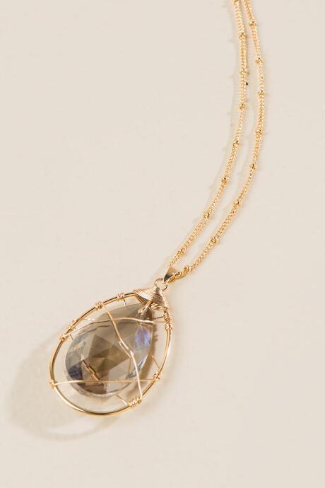 Francesca's Elle Caged Glass Pendant In Gray - Gray
