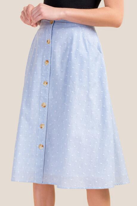 Francesca's Delores Button Front Midi Skirt - Baby Blue