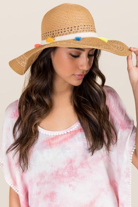 Francesca's Suzanne Tassel Woven Sun Hat - Natural