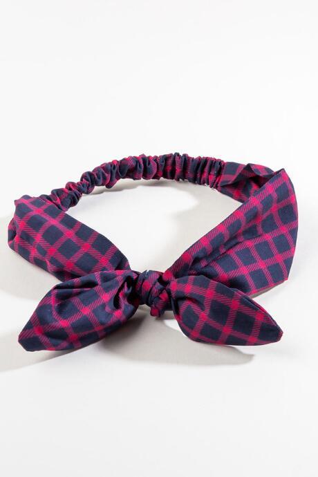 Francesca's Susie Plaid Tie Headband - Navy