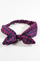 Francesca's Susie Plaid Tie Headband - Navy