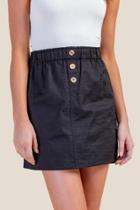 Francesca's Rosie Button Front Mini Skirt - Black