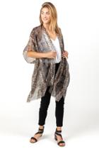 Francesca's Tanya Snake Print Kimono - Taupe