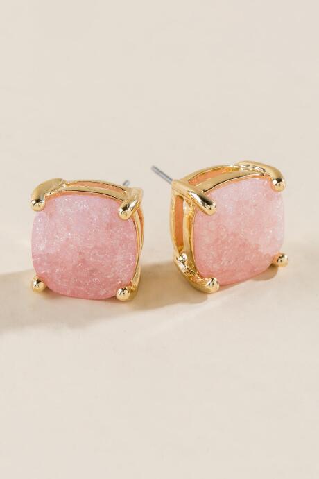 Francescas Jacinta Square Crackle Studs - Blush