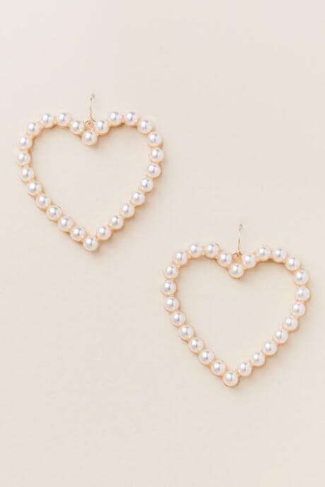 Francesca's Heart Pearl Hoop Earring - Pearl