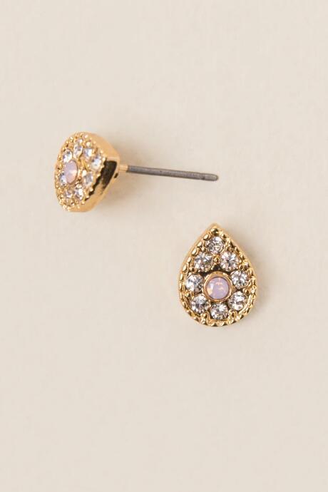 Francesca's Justine Teardrop Stud Earring In Opal - White
