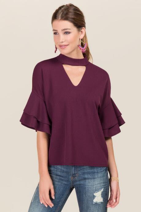 Blue Rain Bridie Gigi Double Ruffle Blouse - Purple