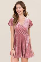 Alya Madylynn Velvet Wrap Dress - Rose