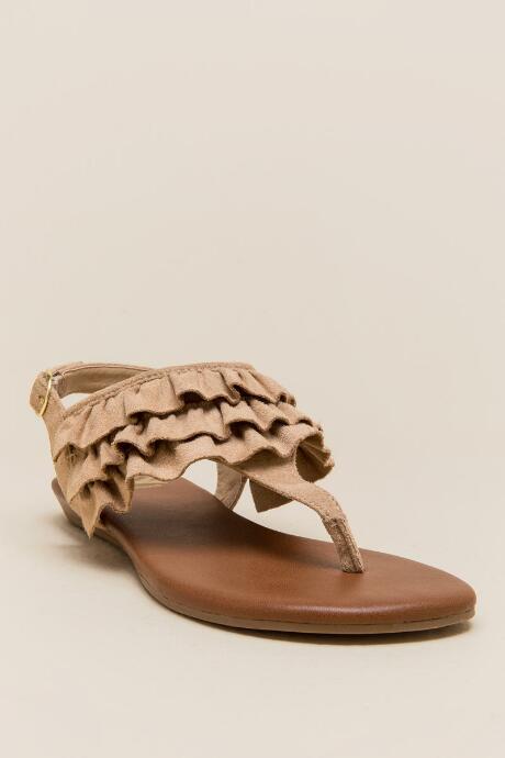 Fergalicious Swoon Ruffle T-strap Sandal - Nude