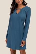 Francesca's Layla Gigi Neckline Knit Dress - Pine