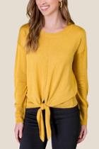 Francesca's Megan Tie Front Pullover Sweater - Sunshine