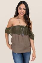 Francesca's Nala Tube Top With Lace Top - Olive
