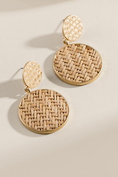 Francesca Inchess Alayna Rattan Circle Drop Earrings - Natural