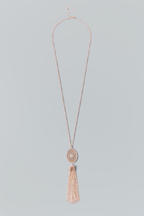 Francesca Inchess Rylie Filigree Tassel Necklace In Rose Gold - Rose/gold