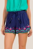 Francesca Inchess Silvia Split Hem Soft Shorts - Navy
