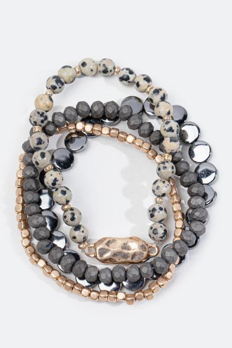 Francesca's Casey Semi Precious Beaded Bracelet Set - Black
