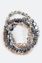 Francesca's Casey Semi Precious Beaded Bracelet Set - Black
