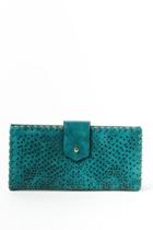 Francesca Inchess Aubrey Perforated Flat Tab Wallet - Teal