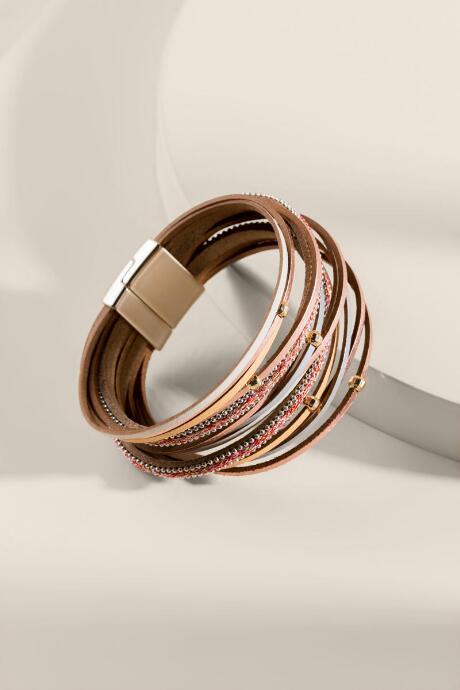 Francesca's Evelyn Leather Braided Bracelet - Natural
